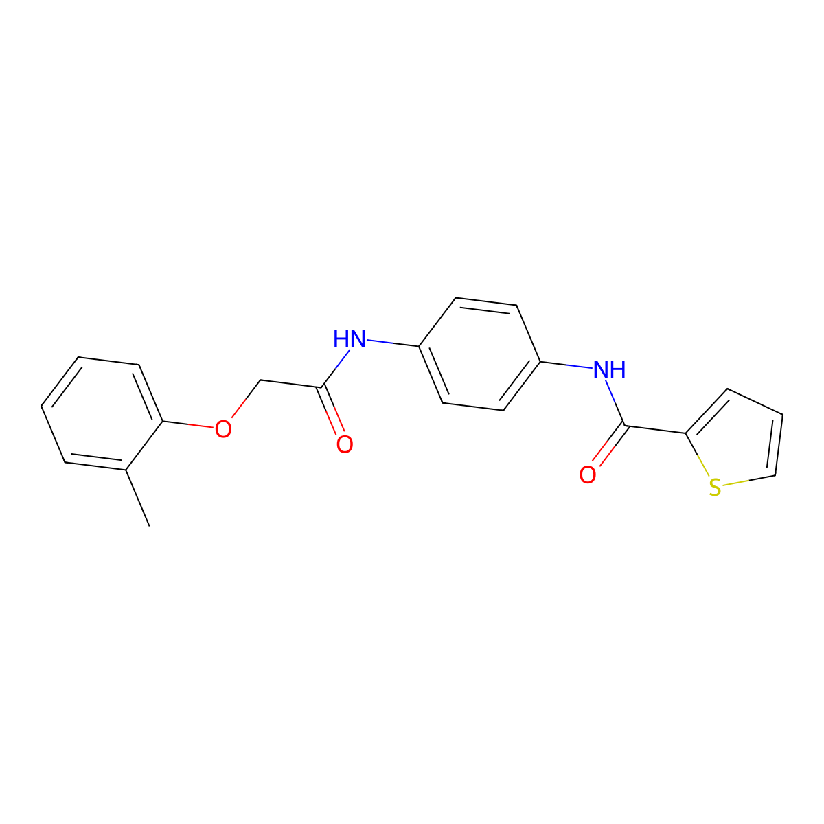 N-[4-[[2-(2-methylphenoxy)acetyl]amino]phenyl]thiophene-2-carboxamide molecular structure, CAS 425660-79-3