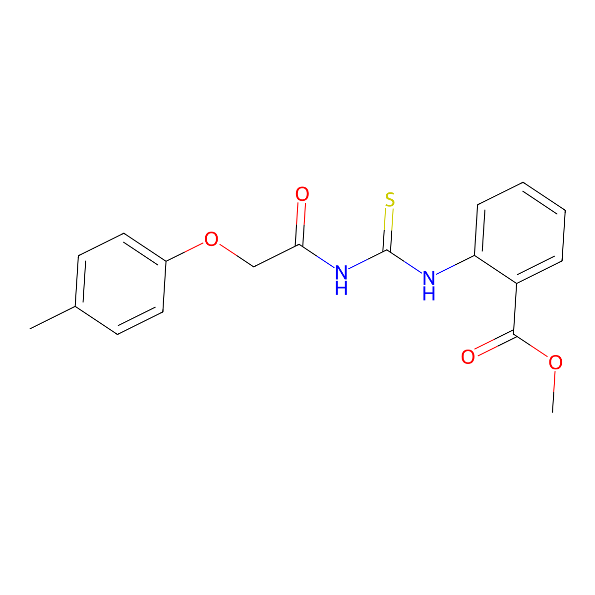 Methyl 2-({[(4-methylphenoxy)acetyl]carbamothioyl}amino)benzoate molecular structure, CAS 425660-80-6