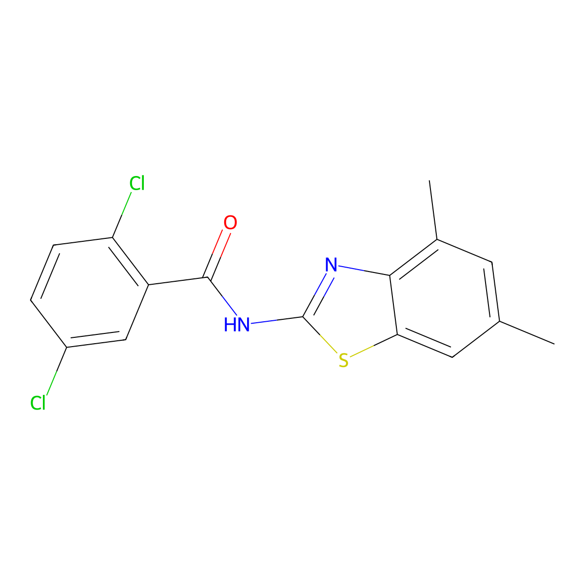2,5-dichloro-N-(4,6-dimethyl-1,3-benzothiazol-2-yl)benzamide molecular structure, CAS 425660-84-0