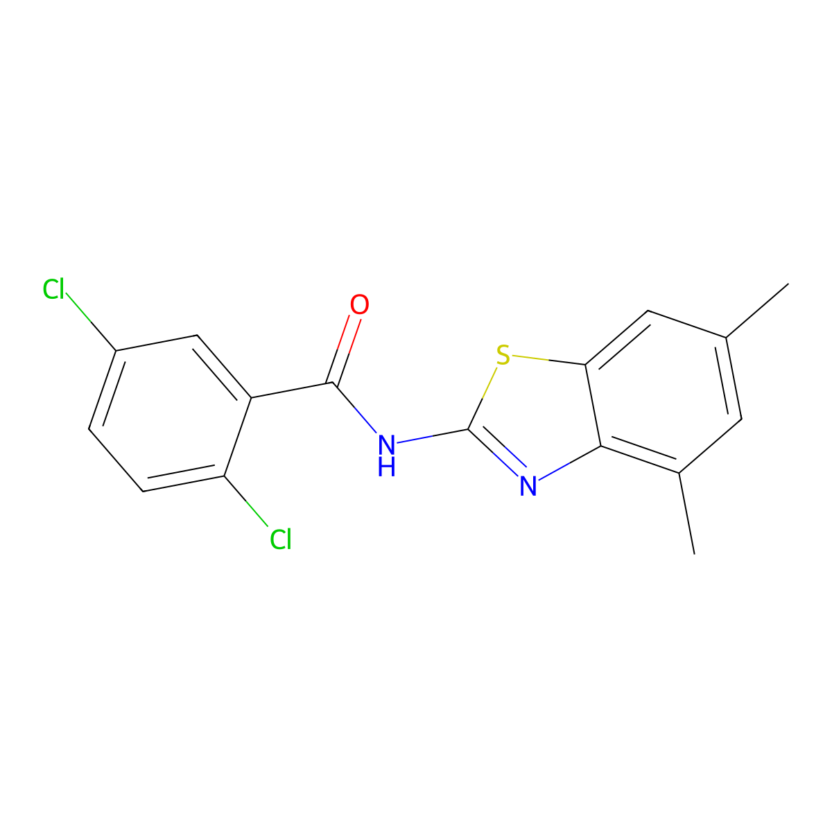 2,5-dichloro-N-(4,6-dimethyl-1,3-benzothiazol-2-yl)benzamide molecular structure, CAS 425660-84-0