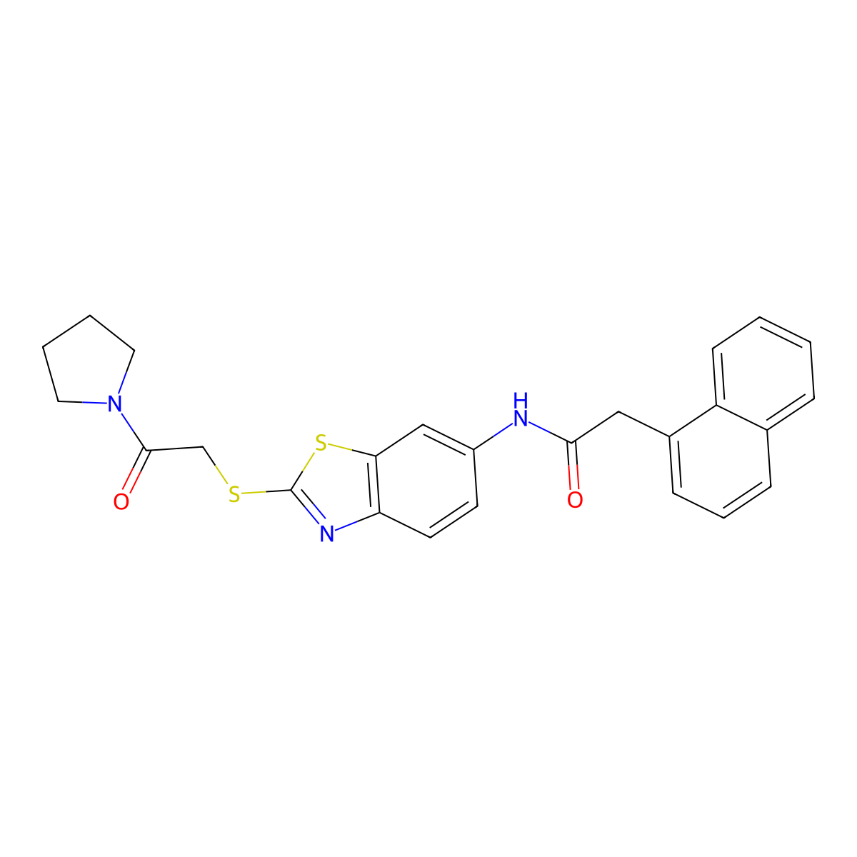 2-naphthalen-1-yl-N-[2-(2-oxo-2-pyrrolidin-1-ylethyl)sulfanyl-1,3-benzothiazol-6-yl]acetamide molecular structure, CAS 425660-88-4