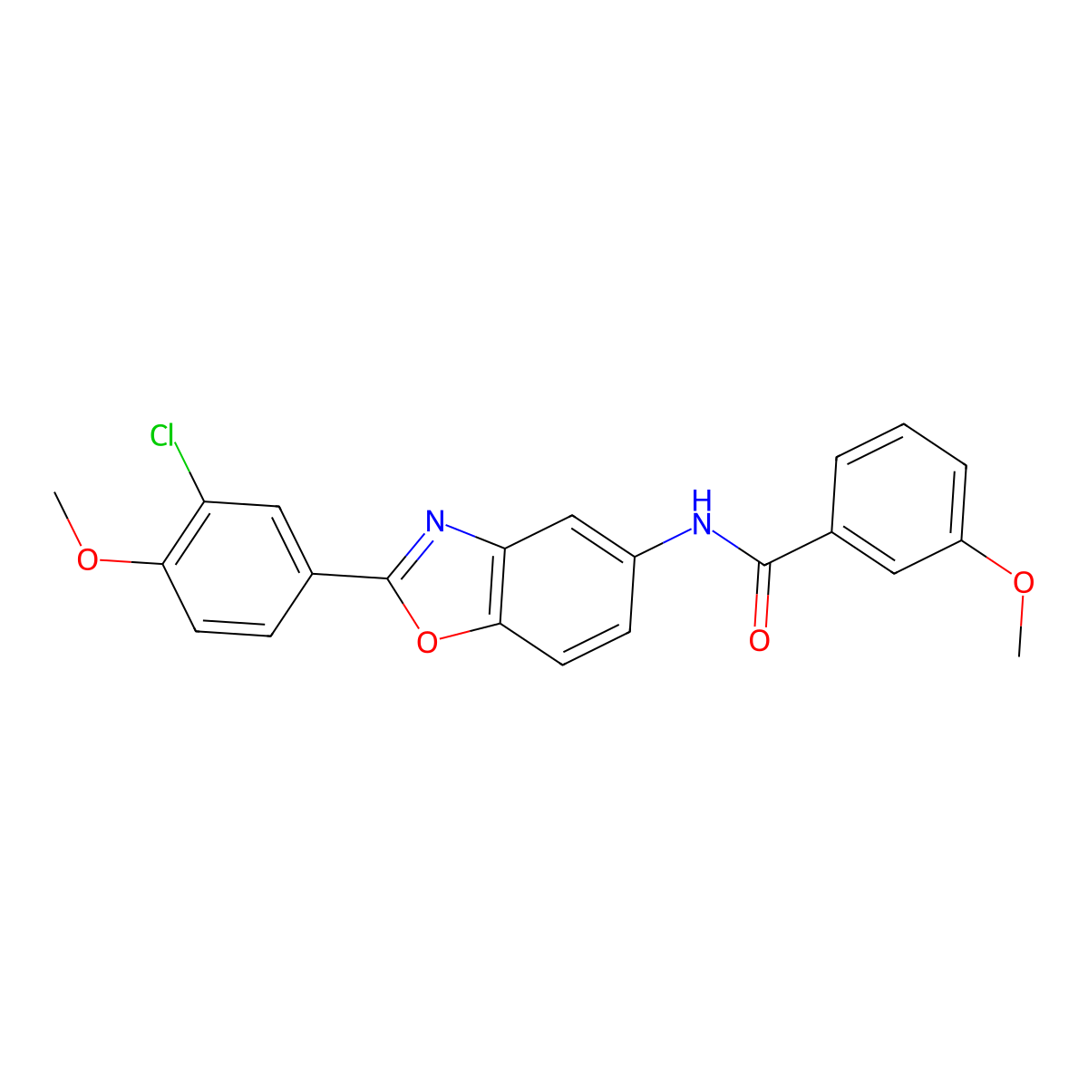 N-[2-(3-chloro-4-methoxyphenyl)-1,3-benzoxazol-5-yl]-3-methoxybenzamide molecular structure, CAS 425660-99-7