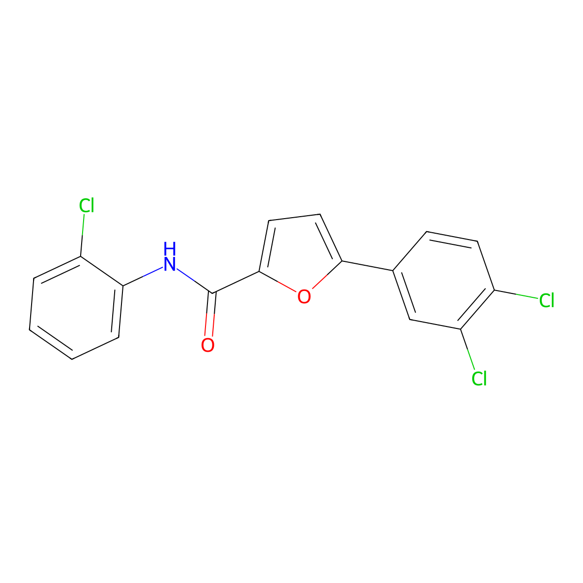 N-(2-chlorophenyl)-5-(3,4-dichlorophenyl)furan-2-carboxamide molecular structure, CAS 425661-00-3
