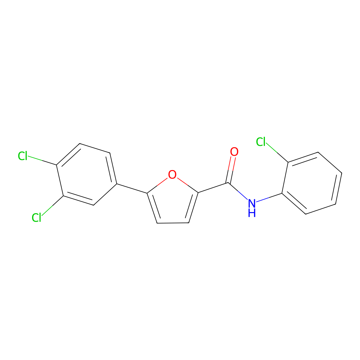 N-(2-chlorophenyl)-5-(3,4-dichlorophenyl)furan-2-carboxamide molecular structure, CAS 425661-00-3