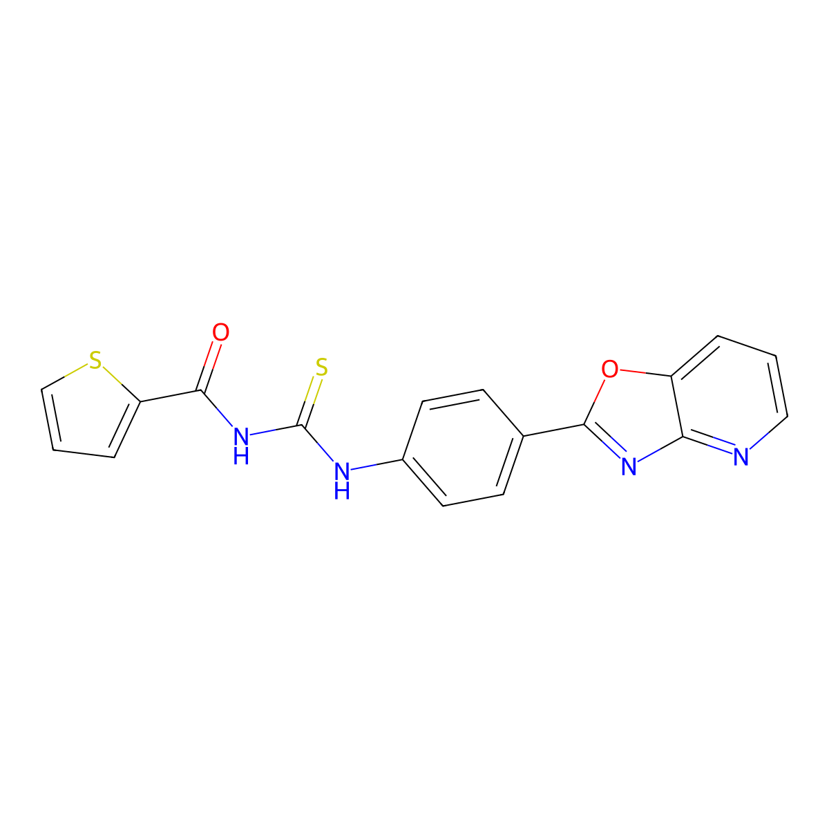 N-[[4-([1,3]oxazolo[4,5-b]pyridin-2-yl)phenyl]carbamothioyl]thiophene-2-carboxamide molecular structure, CAS 425661-01-4