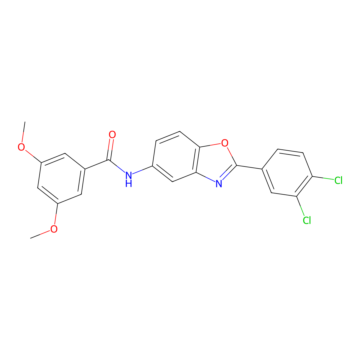 N-[2-(3,4-dichlorophenyl)-1,3-benzoxazol-5-yl]-3,5-dimethoxybenzamide molecular structure, CAS 425661-15-0
