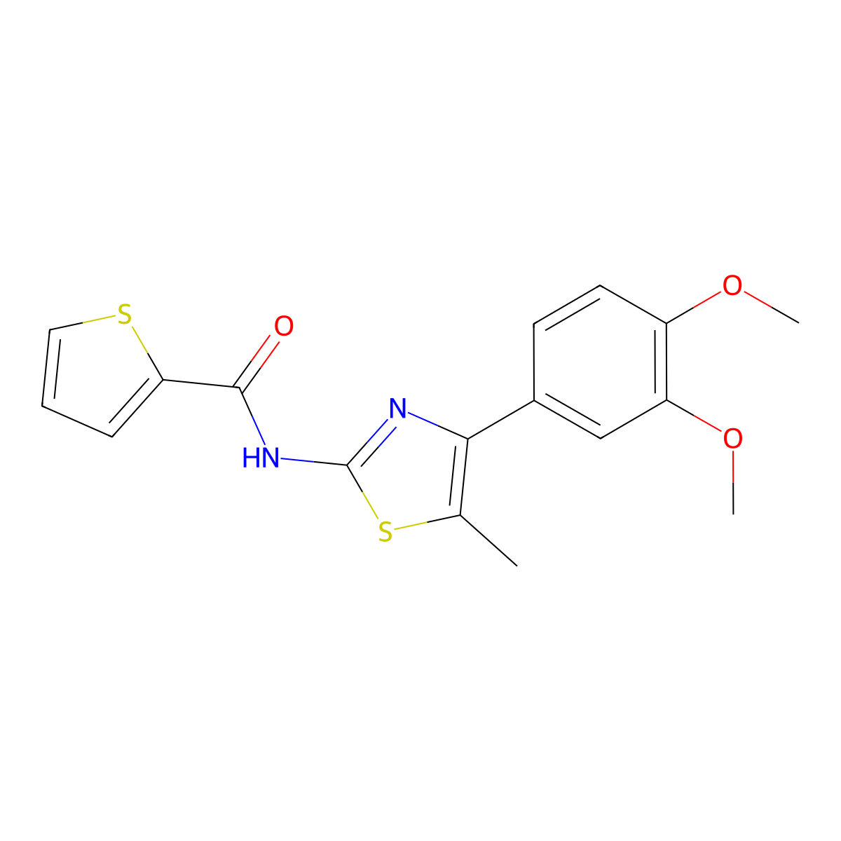 N-[4-(3,4-dimethoxyphenyl)-5-methyl-1,3-thiazol-2-yl]thiophene-2-carboxamide molecular structure, CAS 425661-28-5