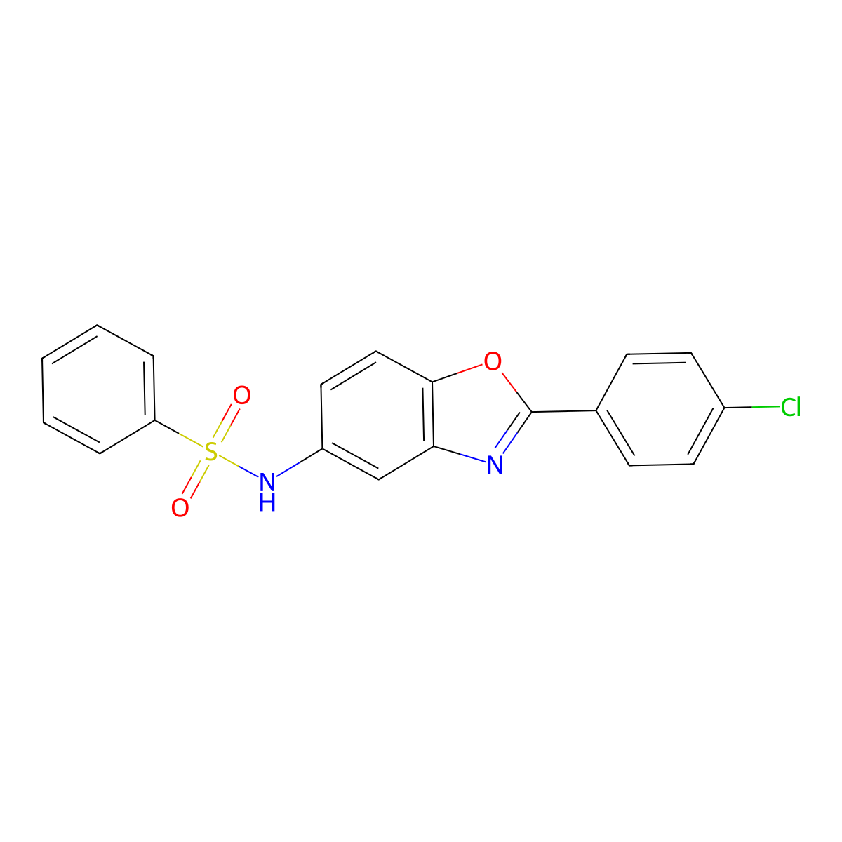 N-[2-(4-chlorophenyl)-1,3-benzoxazol-5-yl]benzenesulfonamide molecular structure, CAS 425661-54-7