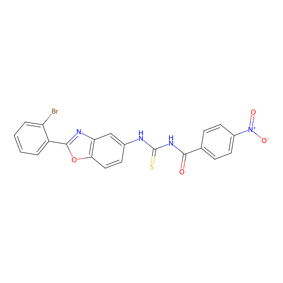 N-[[2-(2-bromophenyl)-1,3-benzoxazol-5-yl]carbamothioyl]-4-nitrobenzamide molecular structure, CAS 425661-59-2