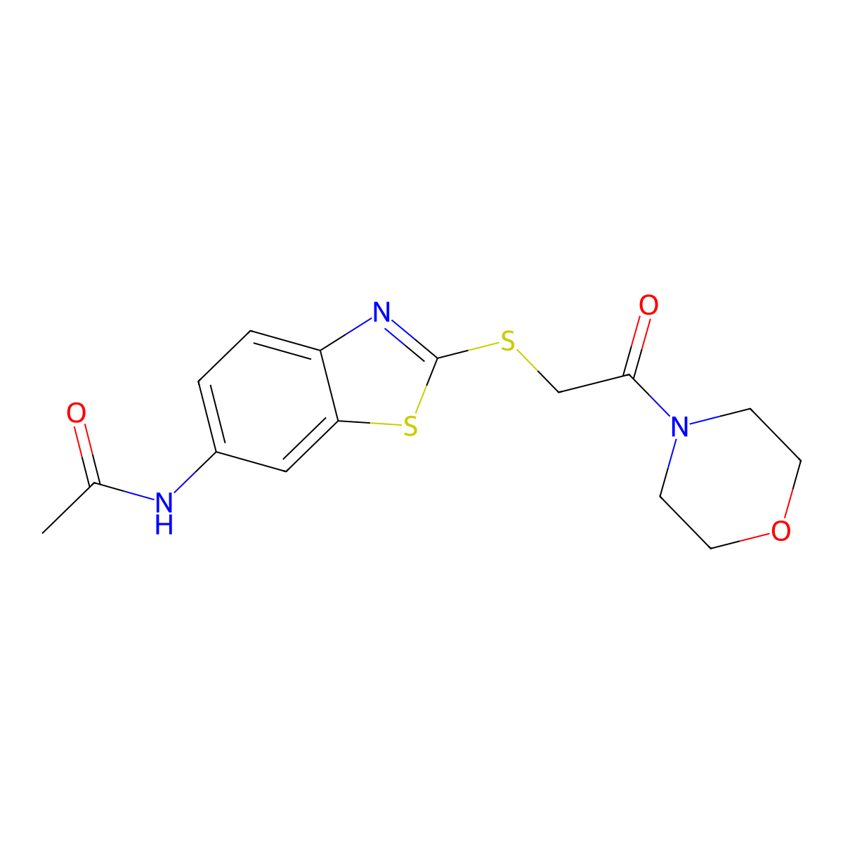 N-[2-(2-morpholin-4-yl-2-oxoethyl)sulfanyl-1,3-benzothiazol-6-yl]acetamide molecular structure, CAS 425661-68-3