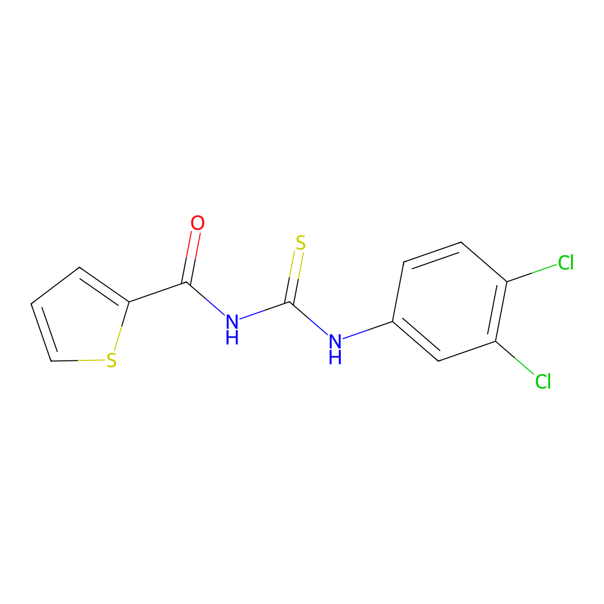 N-[(3,4-dichlorophenyl)carbamothioyl]thiophene-2-carboxamide molecular structure, CAS 425661-80-9