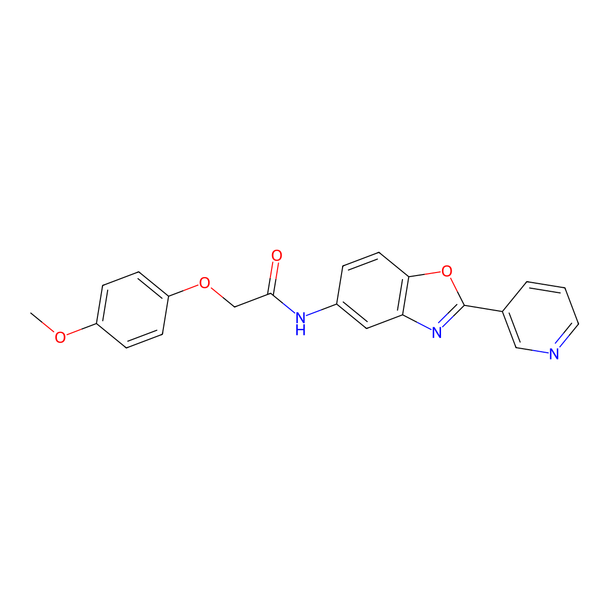 2-(4-methoxyphenoxy)-N-(2-pyridin-3-yl-1,3-benzoxazol-5-yl)acetamide molecular structure, CAS 425661-98-9