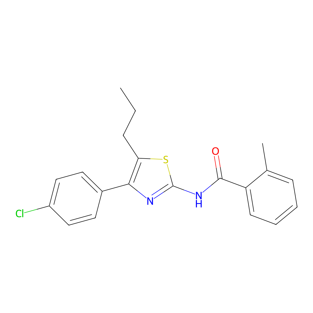 N-[4-(4-chlorophenyl)-5-propyl-1,3-thiazol-2-yl]-2-methylbenzamide molecular structure, CAS 425662-14-2