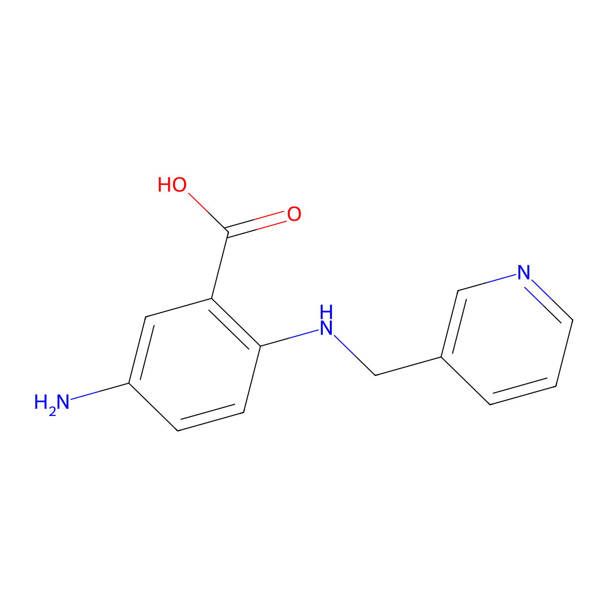 5-Amino-2-[(pyridin-3-ylmethyl)-amino]-benzoic acid molecular structure, CAS 425662-35-7