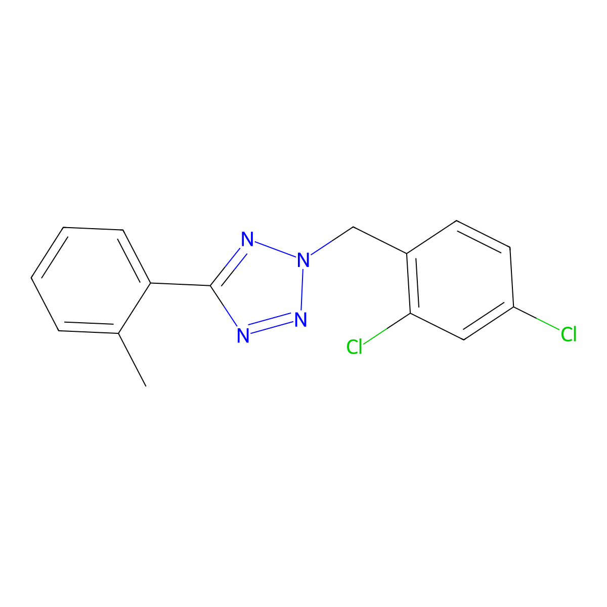 2-[(2,4-Dichlorophenyl)methyl]-5-(2-methylphenyl)tetrazole molecular structure, CAS 425662-36-8