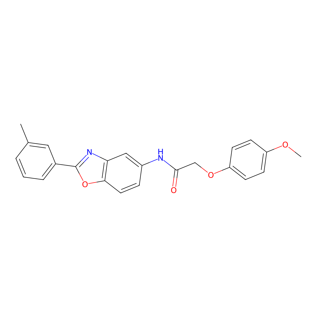 2-(4-methoxyphenoxy)-N-[2-(3-methylphenyl)-1,3-benzoxazol-5-yl]acetamide molecular structure, CAS 425662-53-9