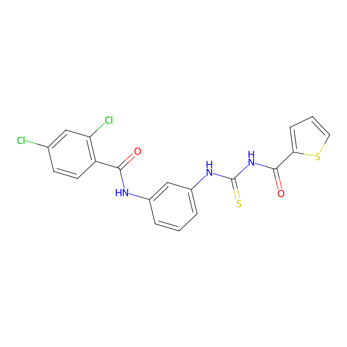 N-[[3-[(2,4-dichlorobenzoyl)amino]phenyl]carbamothioyl]thiophene-2-carboxamide molecular structure, CAS 425662-66-4