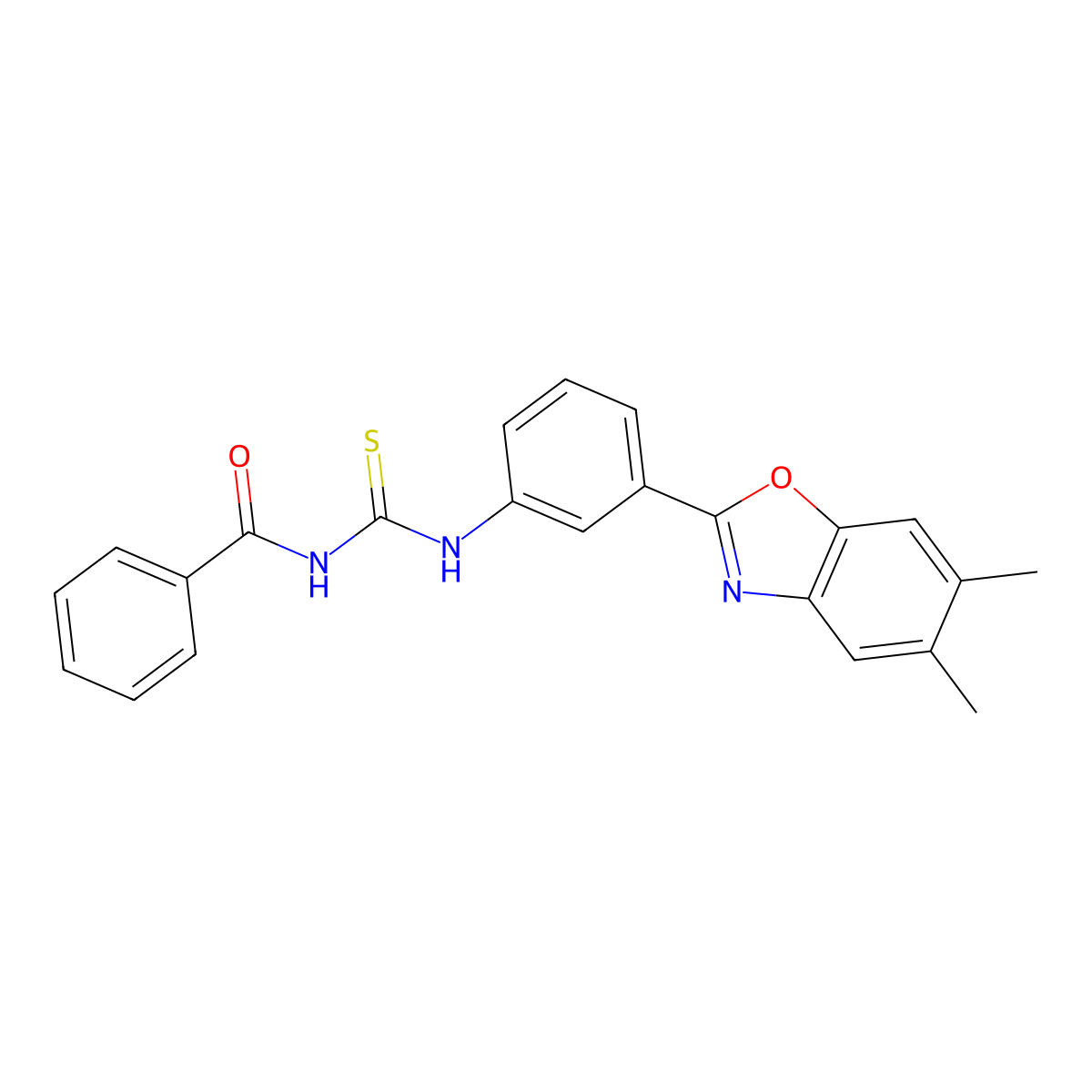 N-[[3-(5,6-dimethyl-1,3-benzoxazol-2-yl)phenyl]carbamothioyl]benzamide molecular structure, CAS 425662-82-4