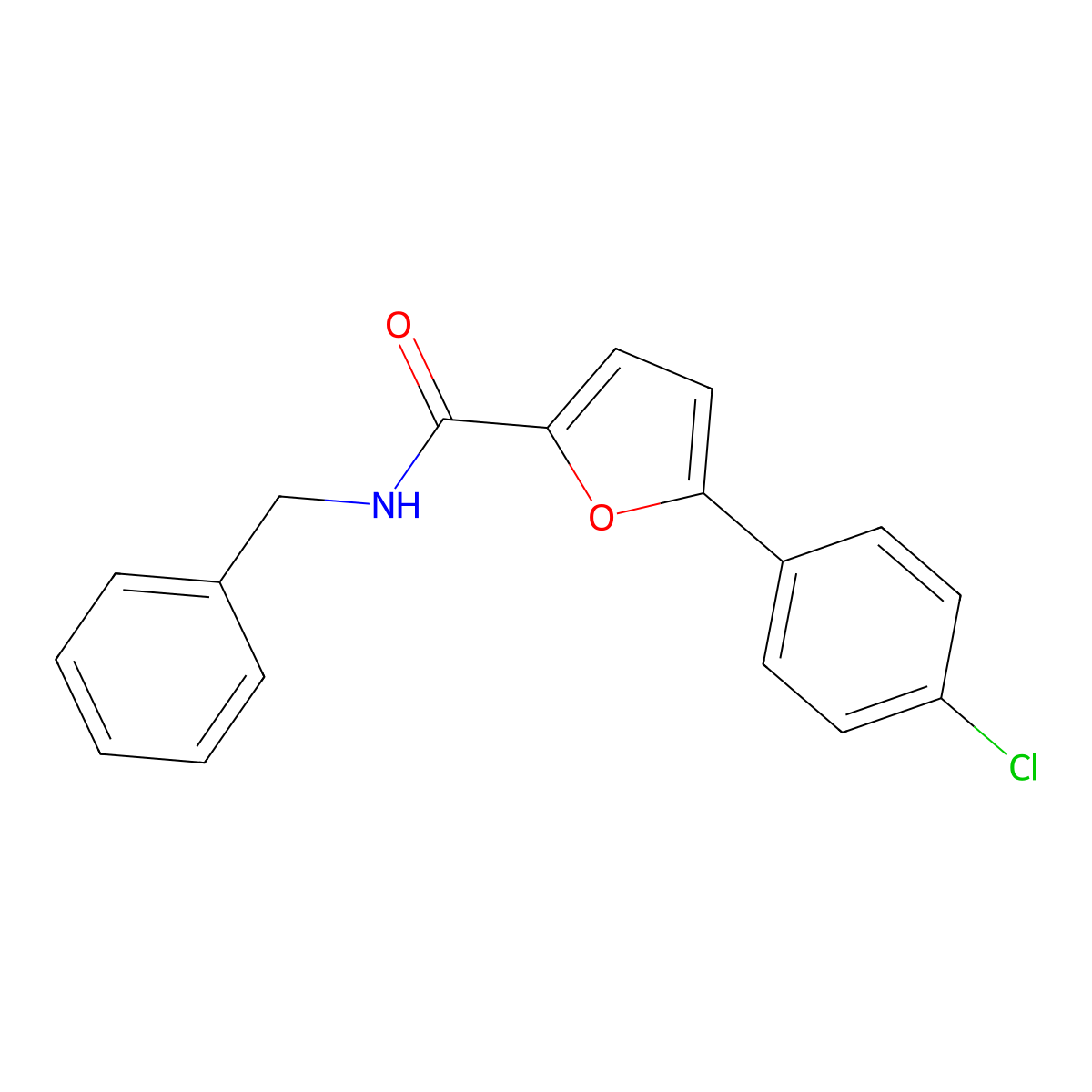 N-benzyl-5-(4-chlorophenyl)furan-2-carboxamide molecular structure, CAS 425663-05-4
