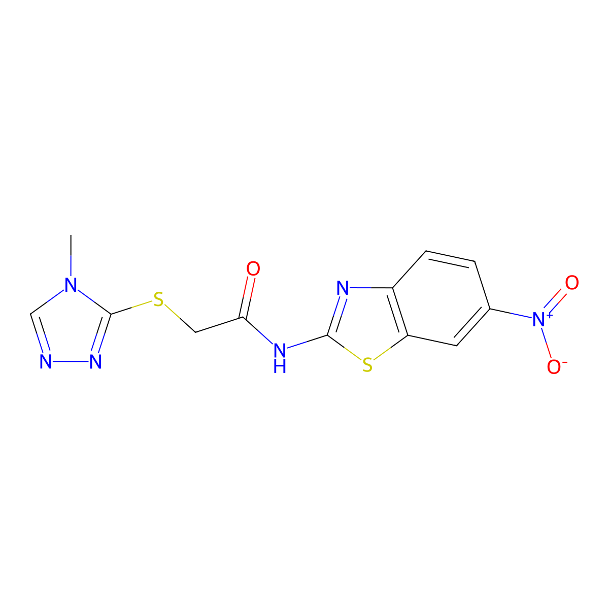 2-[(4-methyl-1,2,4-triazol-3-yl)sulfanyl]-N-(6-nitro-1,3-benzothiazol-2-yl)acetamide molecular structure, CAS 425663-23-6