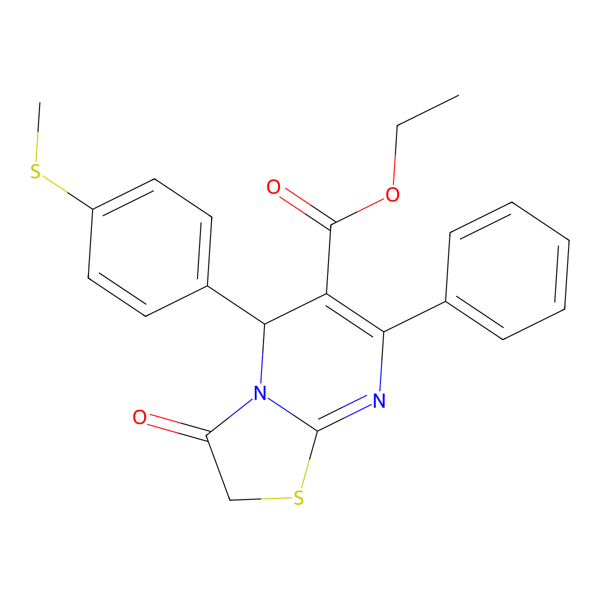ethyl 5-[4-(methylsulfanyl)phenyl]-3-oxo-7-phenyl-2,3-dihydro-5H-[1,3]thiazolo[3,2-a]pyrimidine-6-carboxylate molecular structure, CAS 425663-27-0