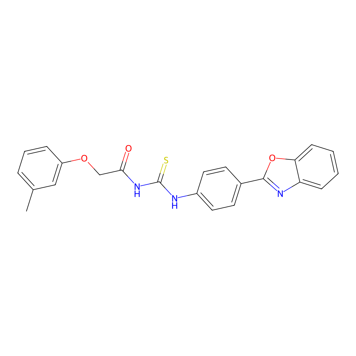 N-[[4-(1,3-benzoxazol-2-yl)phenyl]carbamothioyl]-2-(3-methylphenoxy)acetamide molecular structure, CAS 425663-39-4