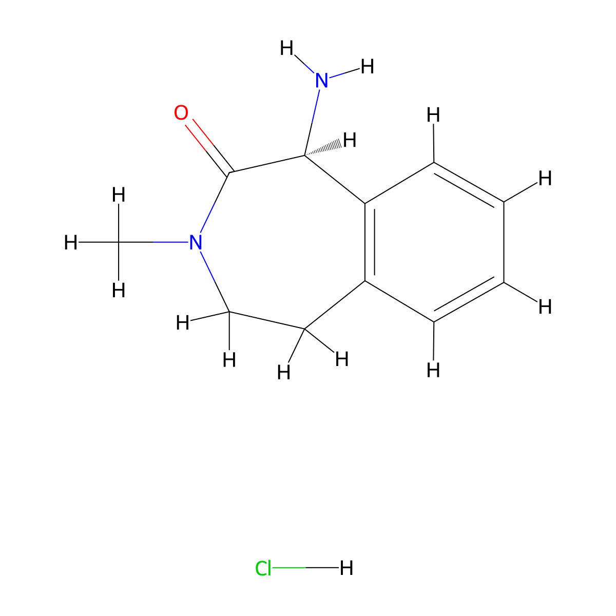 (S)-1-amino-3-methyl-4,5-dihydro-1H-benzo[d]azepin-2(3H)-one hydrochloride molecular structure, CAS 425663-71-4