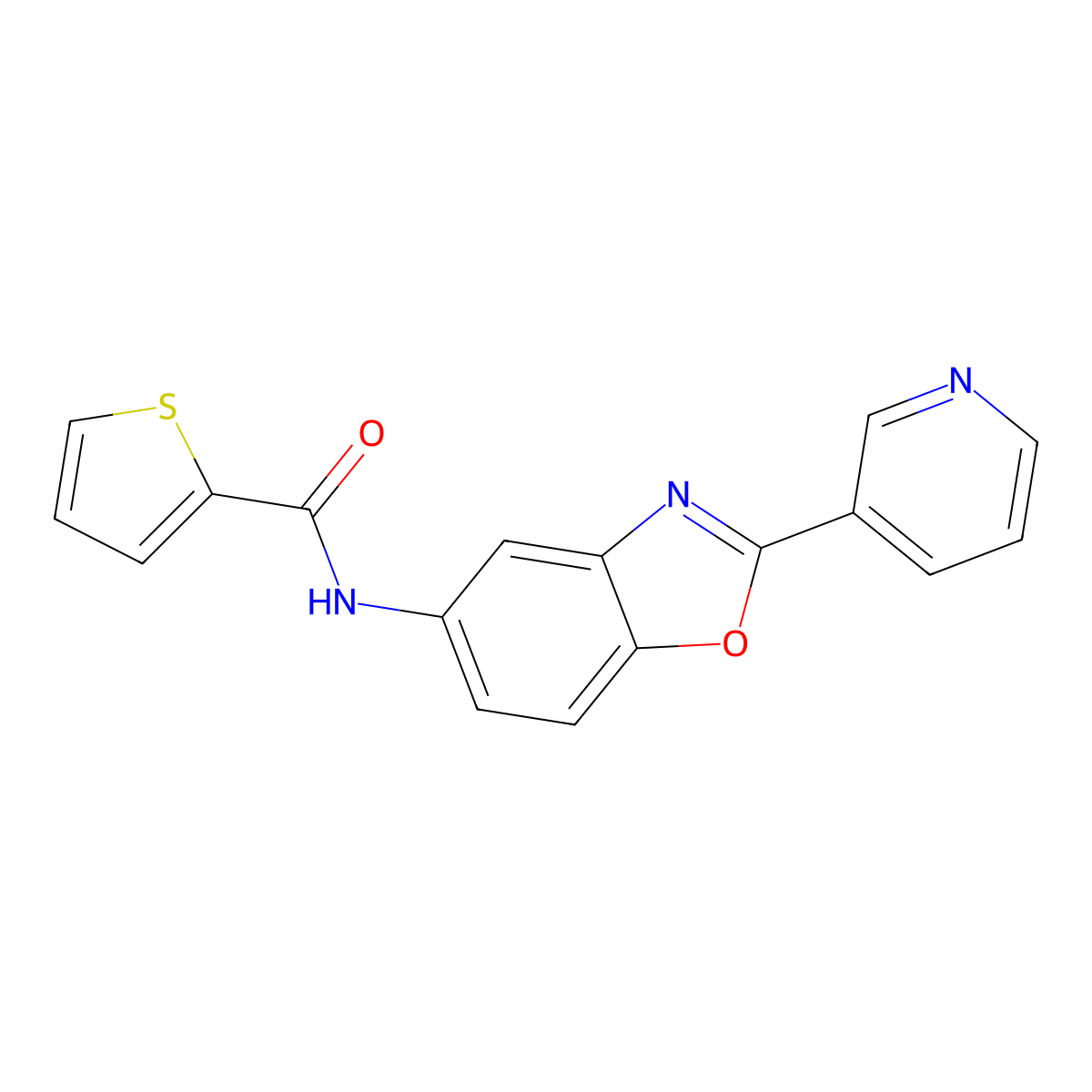 N-(2-pyridin-3-yl-1,3-benzoxazol-5-yl)thiophene-2-carboxamide molecular structure, CAS 425664-68-2