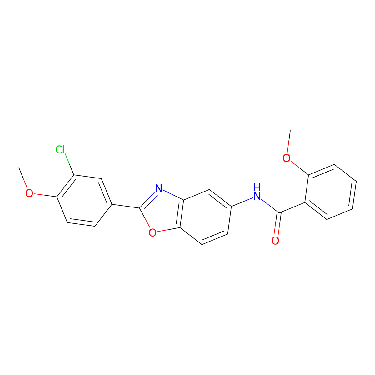 N-[2-(3-chloro-4-methoxyphenyl)-1,3-benzoxazol-5-yl]-2-methoxybenzamide molecular structure, CAS 425665-03-8