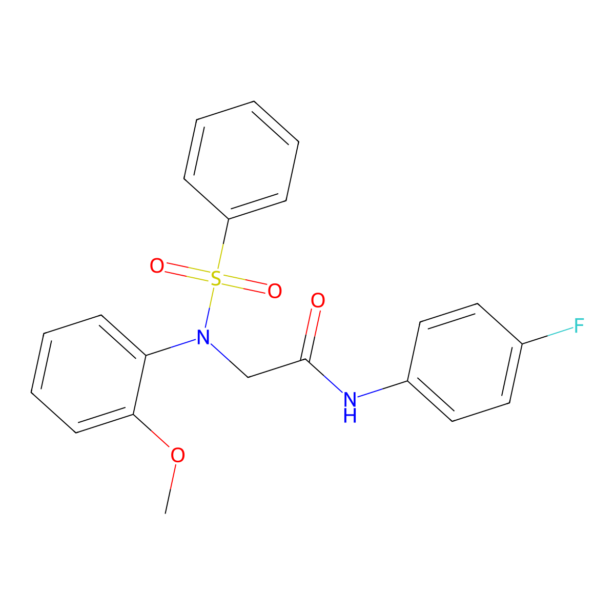 2-[N-(benzenesulfonyl)-2-methoxyanilino]-N-(4-fluorophenyl)acetamide molecular structure, CAS 425665-05-0
