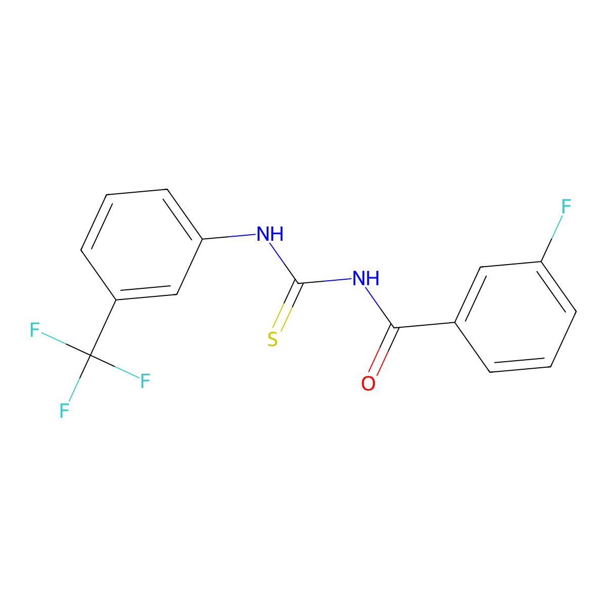 3-fluoro-N-[[3-(trifluoromethyl)phenyl]carbamothioyl]benzamide molecular structure, CAS 425665-27-6