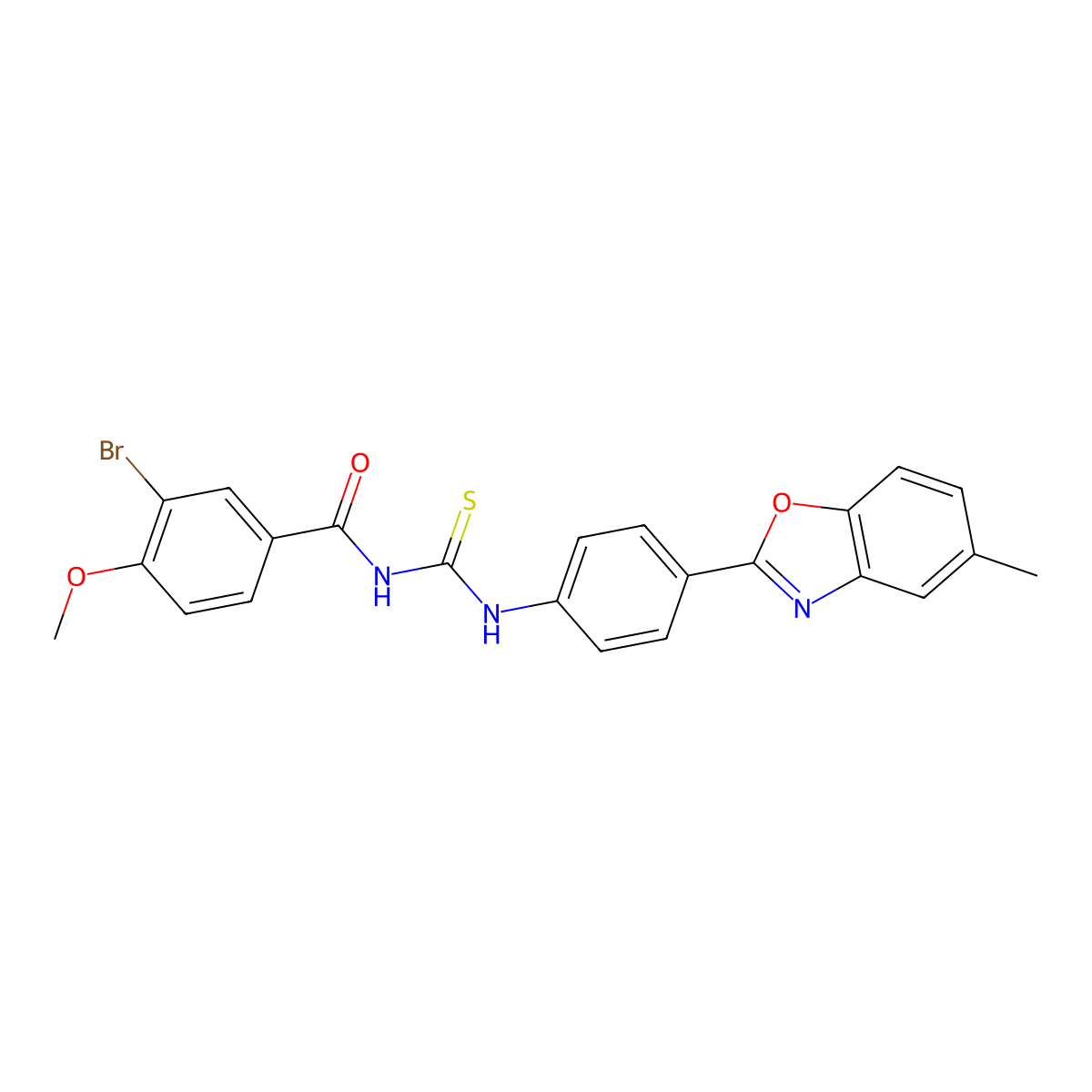 3-bromo-4-methoxy-N-[[4-(5-methyl-1,3-benzoxazol-2-yl)phenyl]carbamothioyl]benzamide molecular structure, CAS 425665-30-1