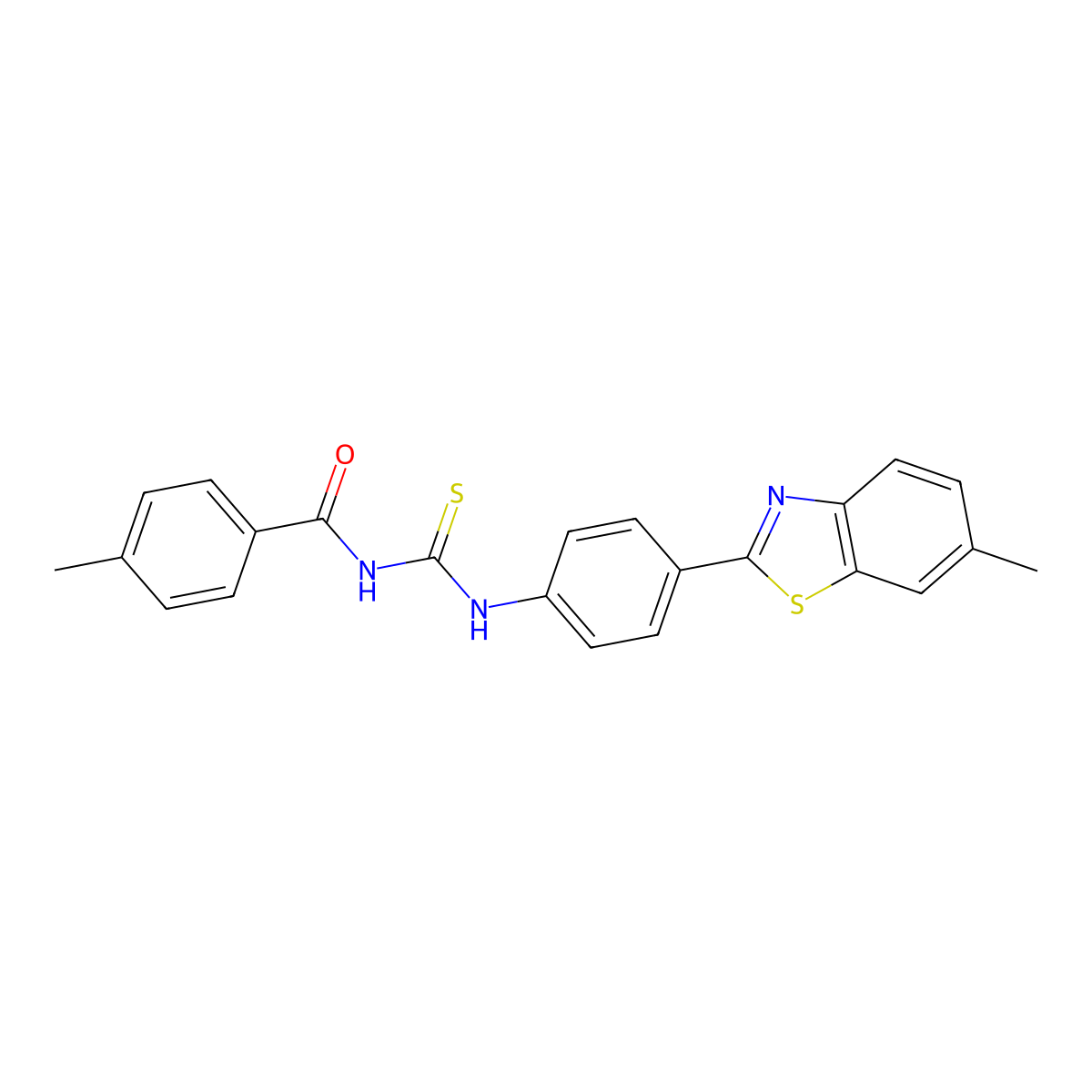 4-methyl-N-[[4-(6-methyl-1,3-benzothiazol-2-yl)phenyl]carbamothioyl]benzamide molecular structure, CAS 425665-58-3