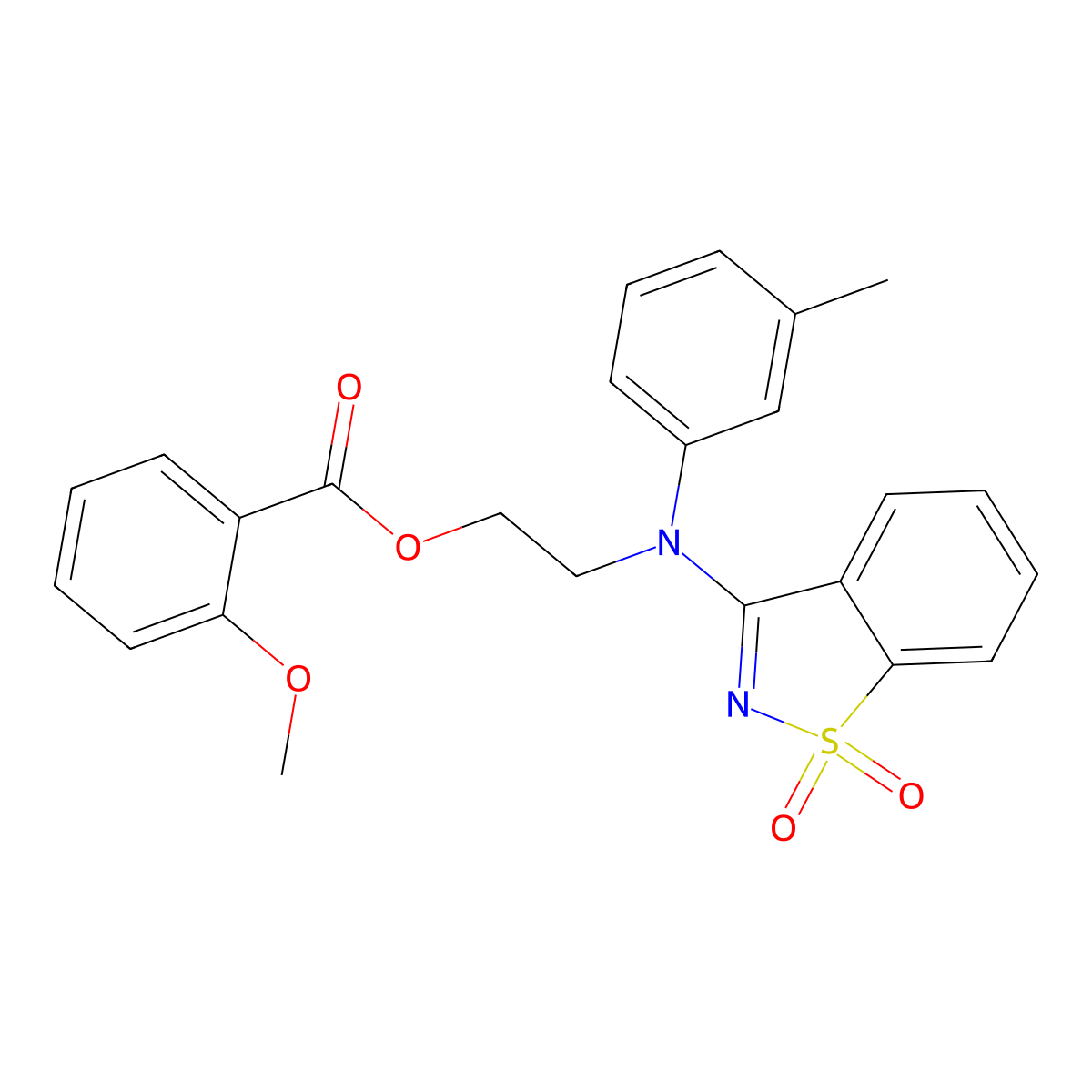 2-[(1,1-Dioxido-1,2-benzothiazol-3-yl)(3-methylphenyl)amino]ethyl 2-methoxybenzoate molecular structure, CAS 425665-71-0