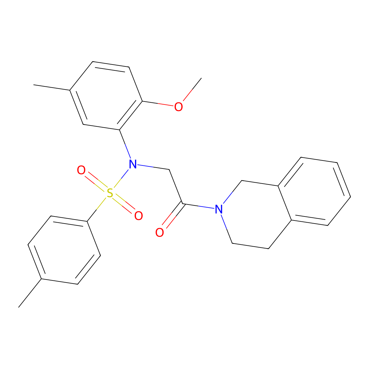 N-[2-(3,4-dihydro-1H-isoquinolin-2-yl)-2-oxoethyl]-N-(2-methoxy-5-methylphenyl)-4-methylbenzenesulfonamide molecular structure, CAS 425665-76-5