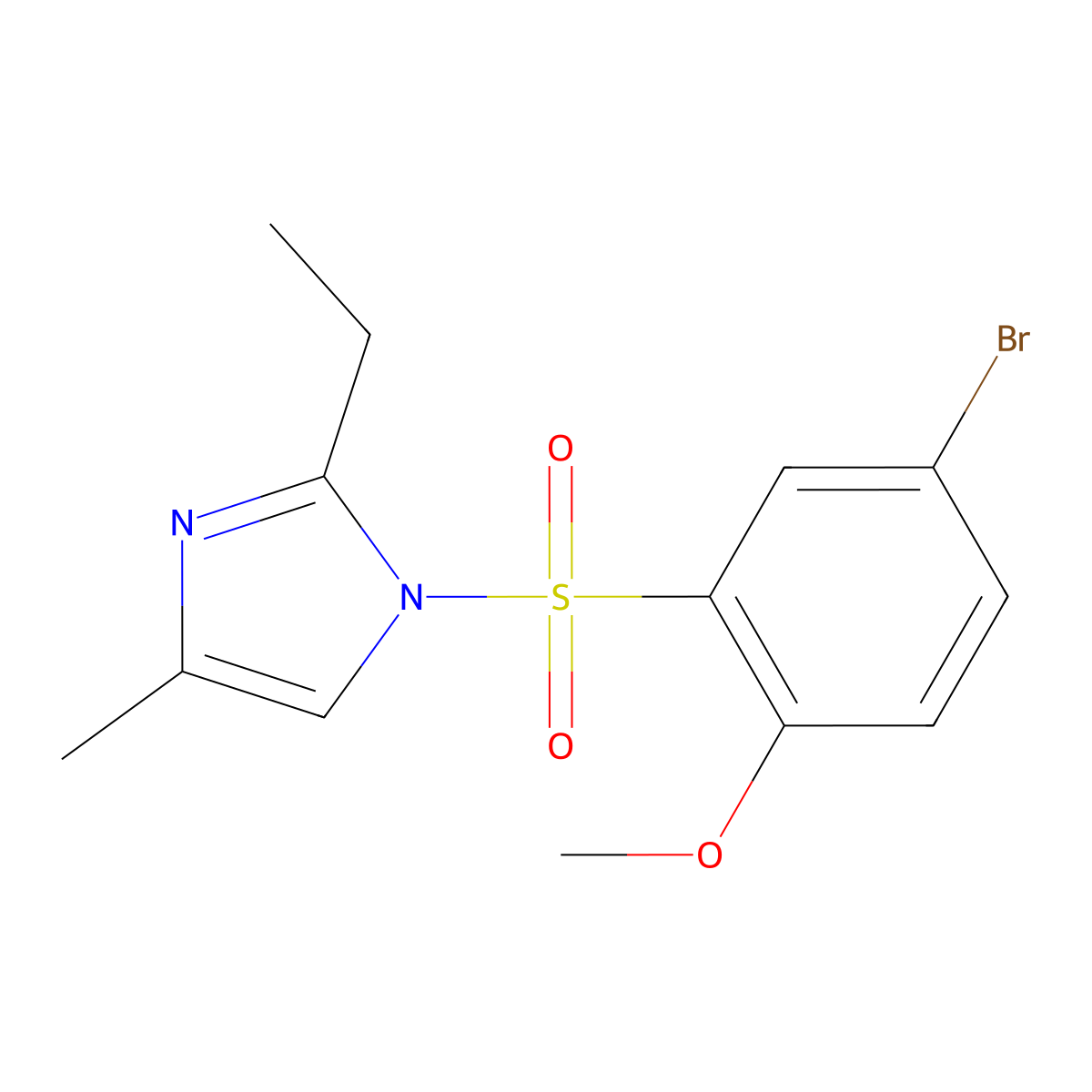1-(5-Bromo-2-methoxy-benzenesulfonyl)-2-ethyl-4-methyl-1H-imidazole molecular structure, CAS 425665-94-7