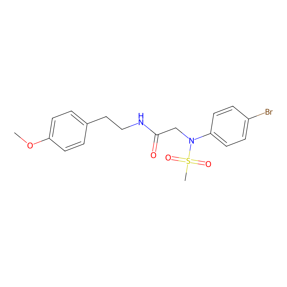 2-(4-bromo-N-methylsulfonylanilino)-N-[2-(4-methoxyphenyl)ethyl]acetamide molecular structure, CAS 425666-00-8