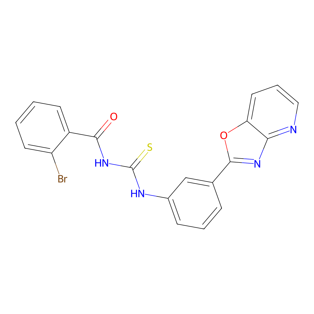 2-bromo-N-[[3-([1,3]oxazolo[4,5-b]pyridin-2-yl)phenyl]carbamothioyl]benzamide molecular structure, CAS 425666-03-1