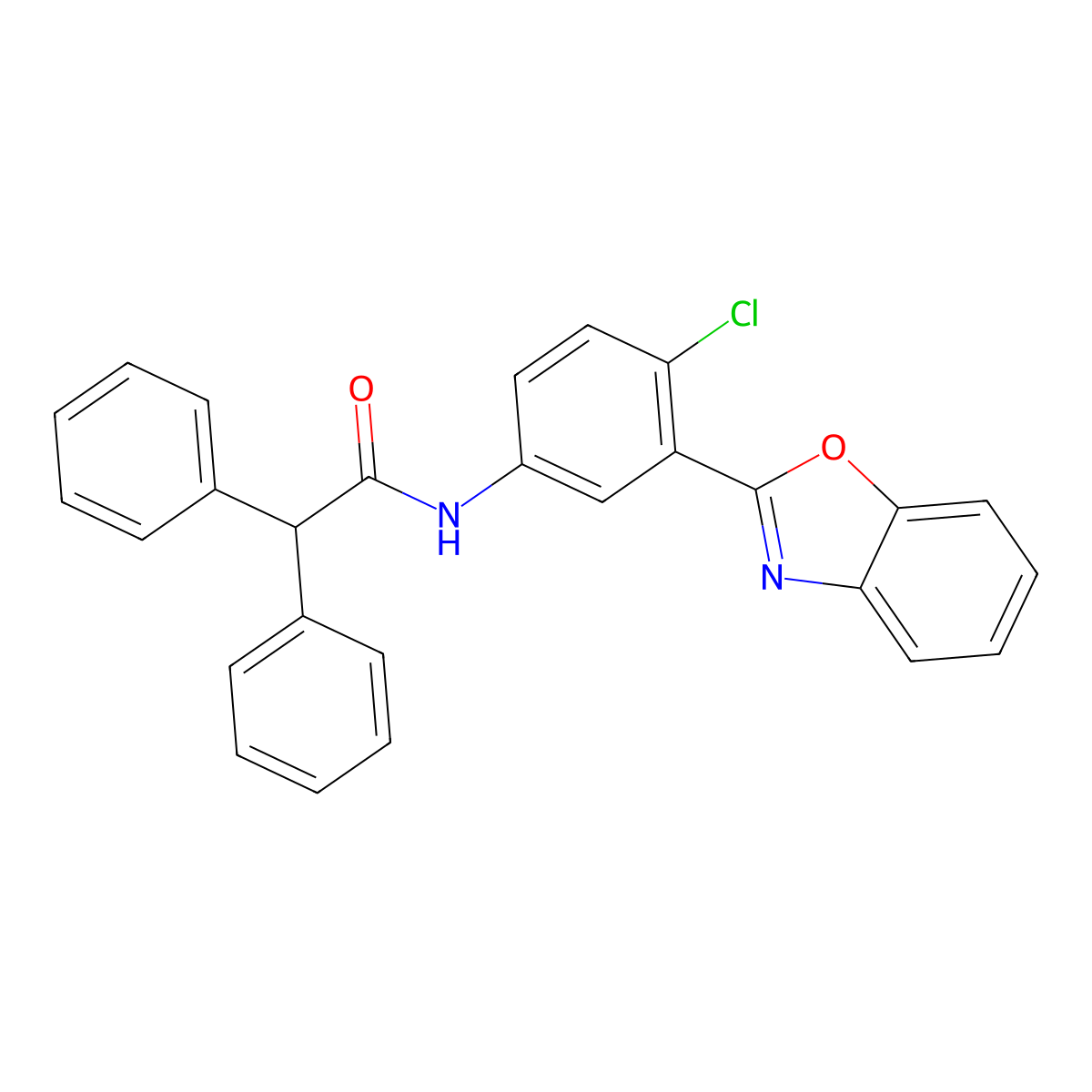 N-[3-(1,3-benzoxazol-2-yl)-4-chlorophenyl]-2,2-diphenylacetamide molecular structure, CAS 425666-05-3