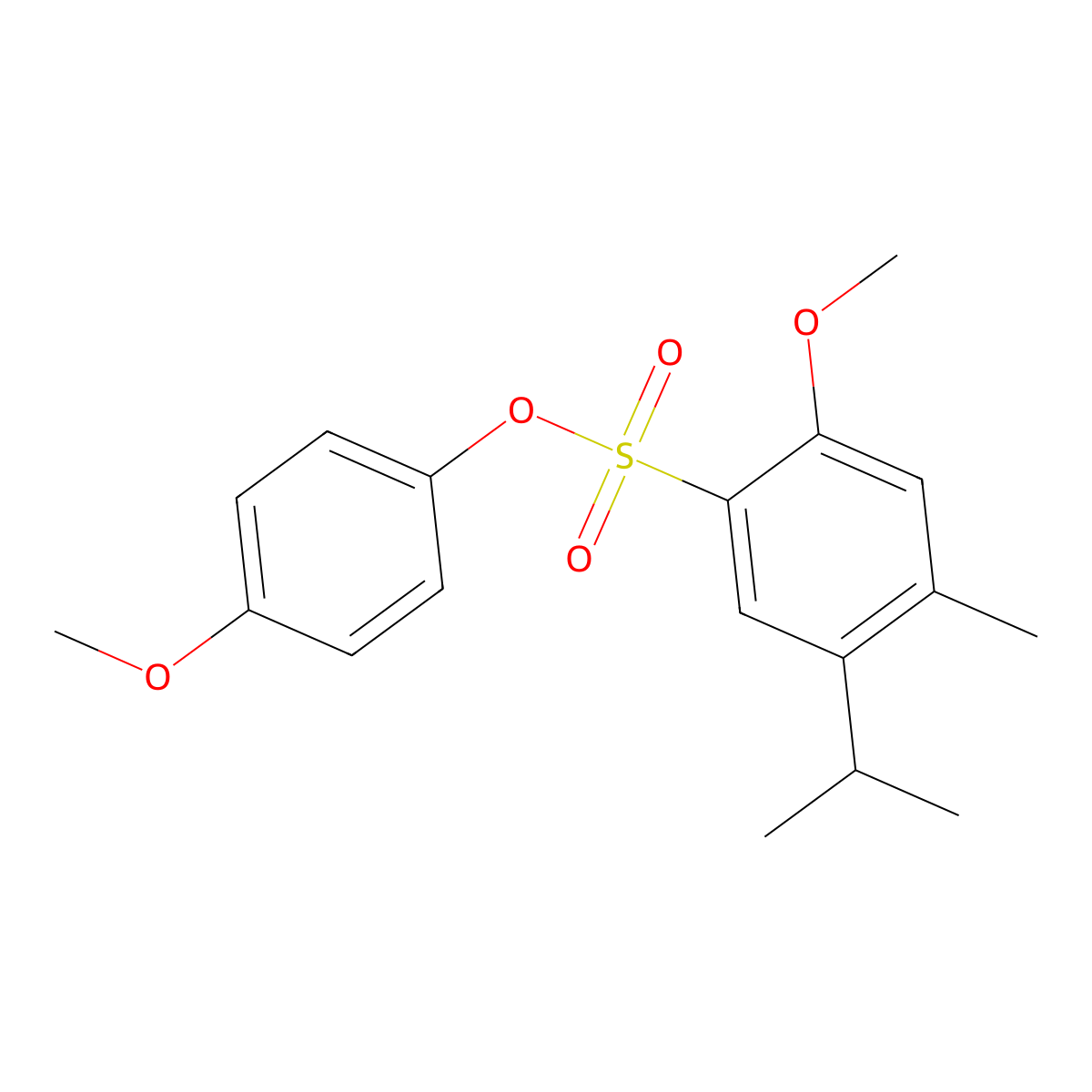 4-Methoxyphenyl 5-isopropyl-2-methoxy-4-methylbenzenesulfonate molecular structure, CAS 425666-20-2
