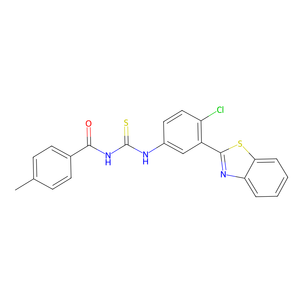N-[[3-(1,3-benzothiazol-2-yl)-4-chlorophenyl]carbamothioyl]-4-methylbenzamide molecular structure, CAS 425666-30-4