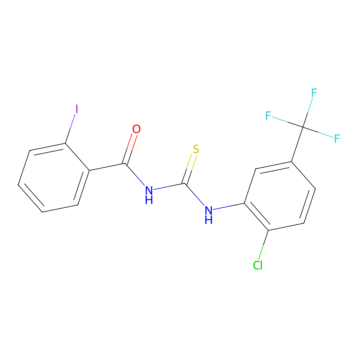 N-[[2-chloro-5-(trifluoromethyl)phenyl]carbamothioyl]-2-iodobenzamide molecular structure, CAS 425666-31-5