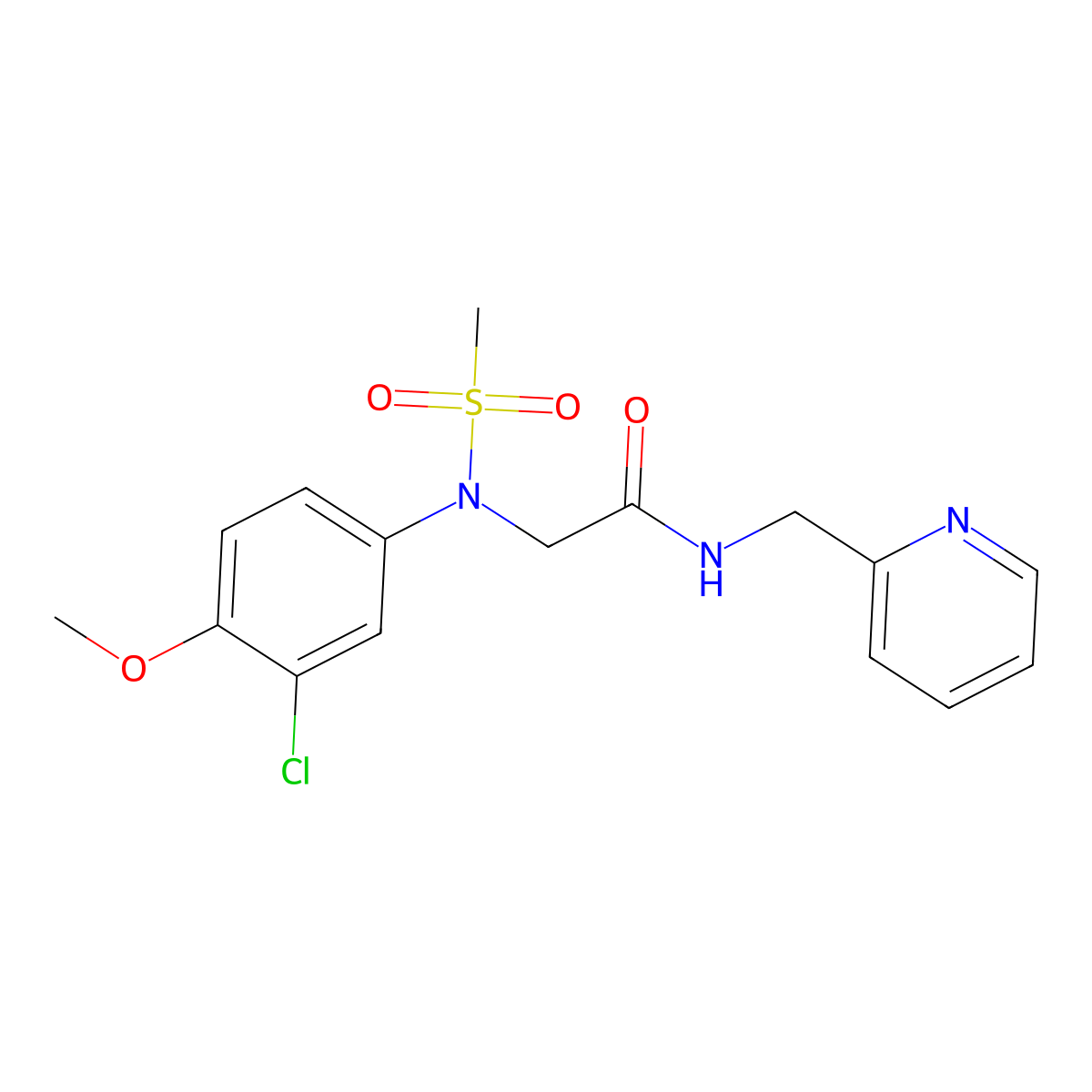 2-(3-chloro-4-methoxy-N-methylsulfonylanilino)-N-(pyridin-2-ylmethyl)acetamide molecular structure, CAS 425666-33-7