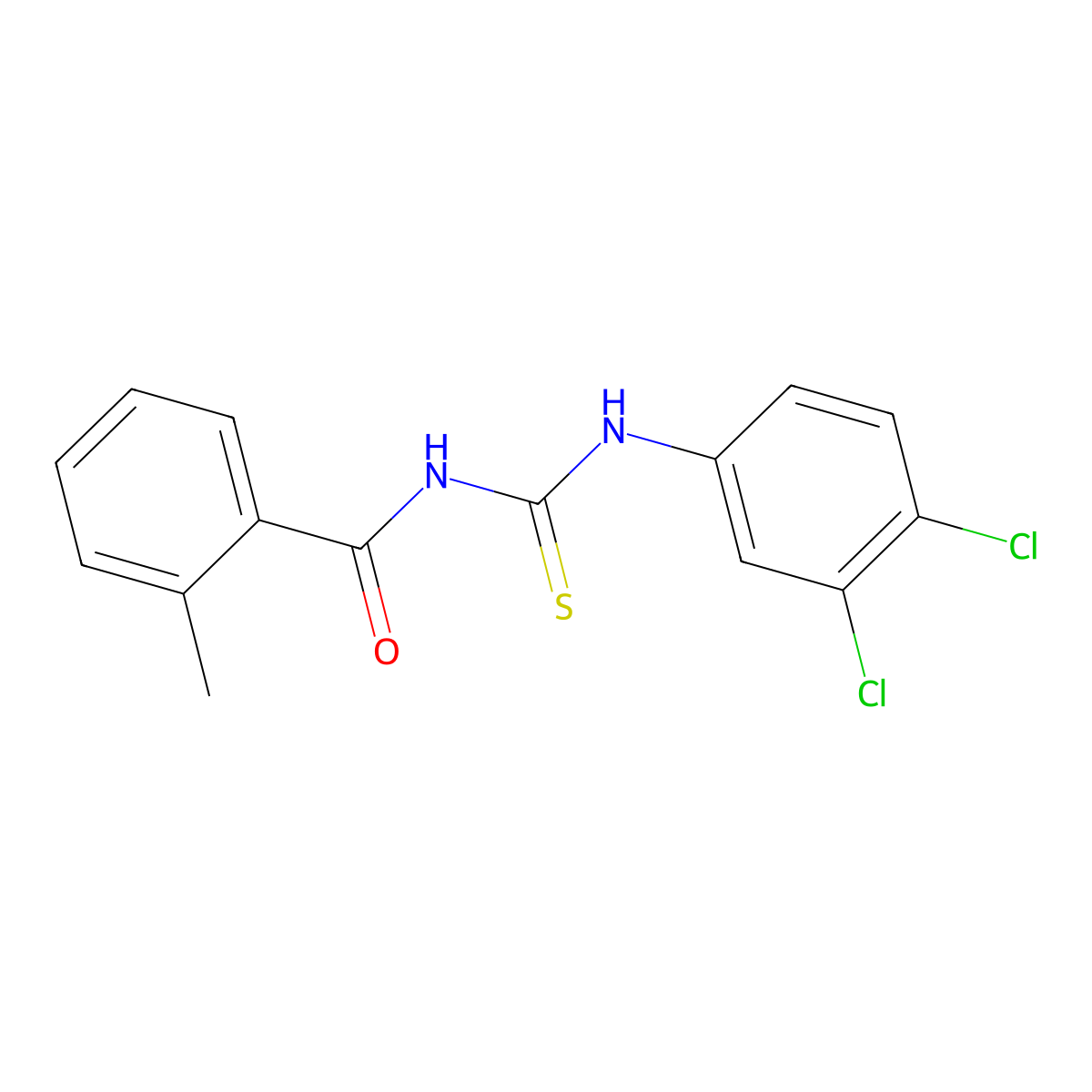 N-[(3,4-dichlorophenyl)carbamothioyl]-2-methylbenzamide molecular structure, CAS 425666-36-0