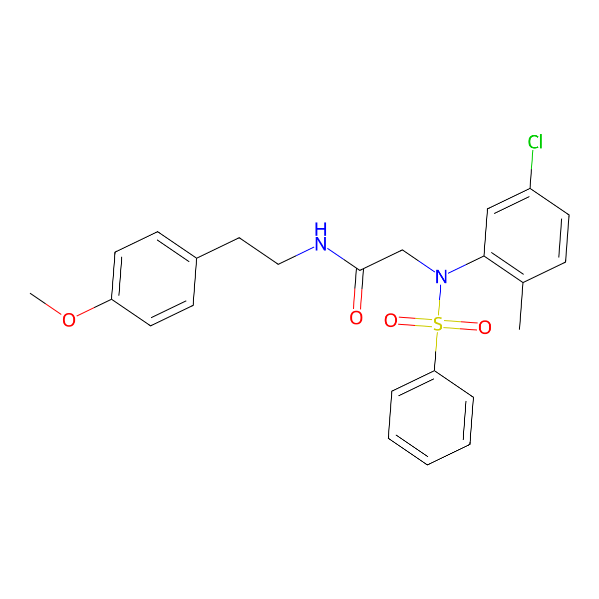 2-[N-(benzenesulfonyl)-5-chloro-2-methylanilino]-N-[2-(4-methoxyphenyl)ethyl]acetamide molecular structure, CAS 425666-44-0