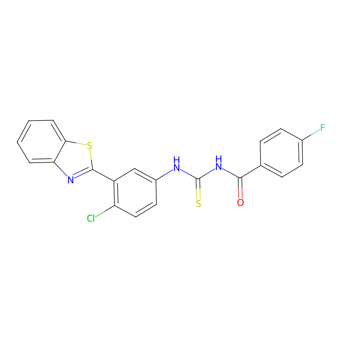 N-[[3-(1,3-benzothiazol-2-yl)-4-chlorophenyl]carbamothioyl]-4-fluorobenzamide molecular structure, CAS 425666-50-8