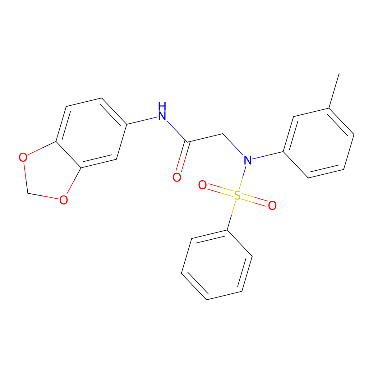 2-[N-(benzenesulfonyl)-3-methylanilino]-N-(1,3-benzodioxol-5-yl)acetamide molecular structure, CAS 425666-54-2