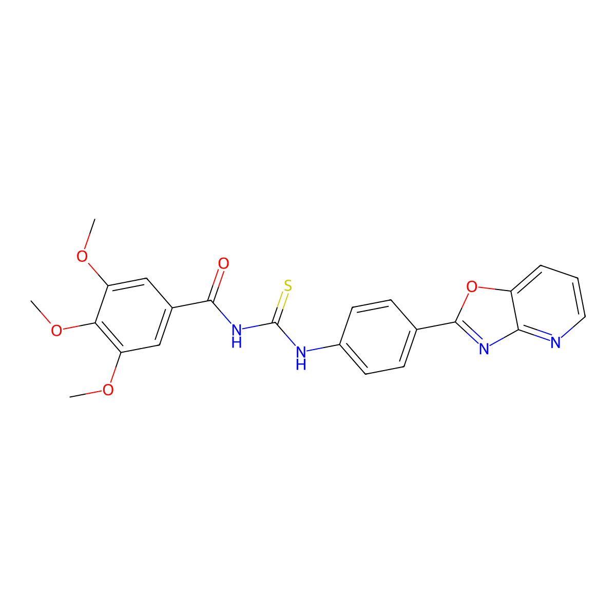 3,4,5-trimethoxy-N-[[4-([1,3]oxazolo[4,5-b]pyridin-2-yl)phenyl]carbamothioyl]benzamide molecular structure, CAS 425666-56-4