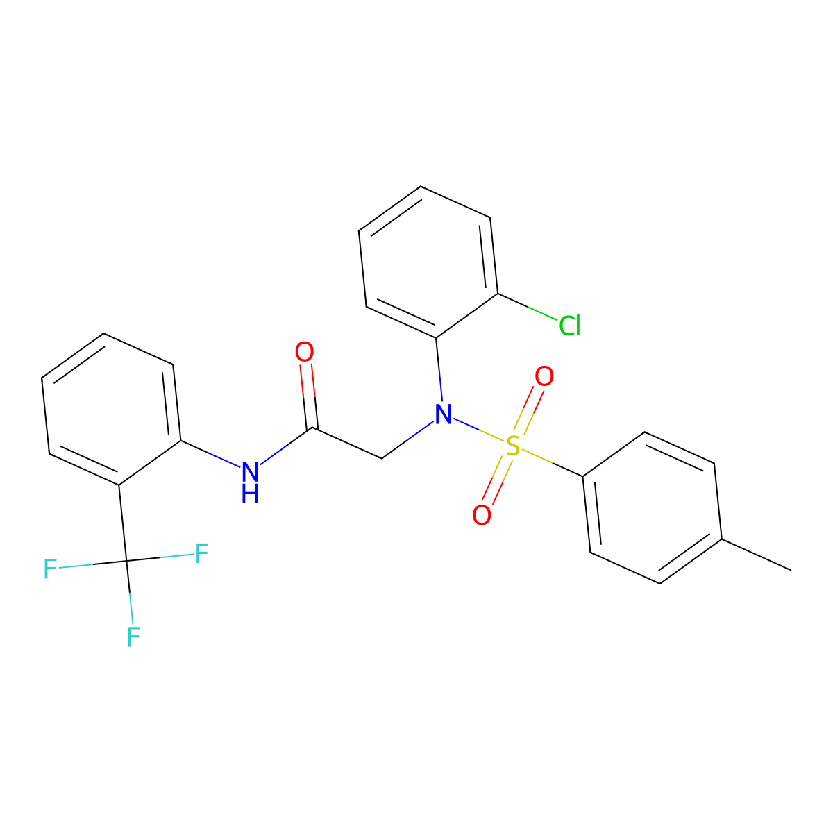 2-(2-chloro-N-(4-methylphenyl)sulfonylanilino)-N-[2-(trifluoromethyl)phenyl]acetamide molecular structure, CAS 425666-60-0
