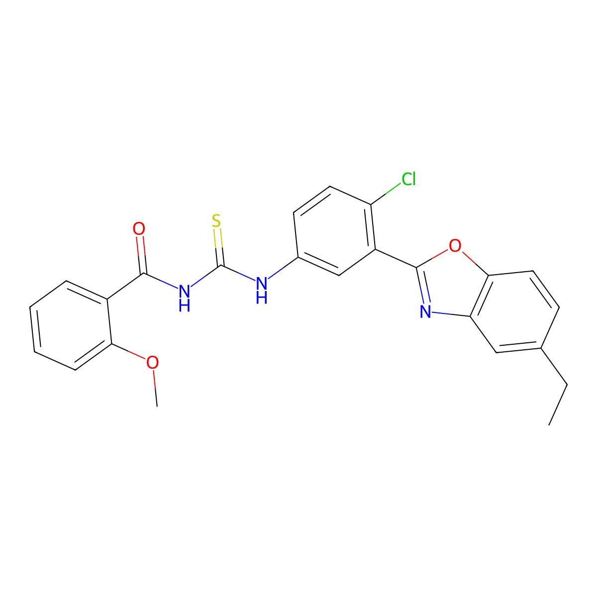 N-[[4-chloro-3-(5-ethyl-1,3-benzoxazol-2-yl)phenyl]carbamothioyl]-2-methoxybenzamide molecular structure, CAS 425666-76-8